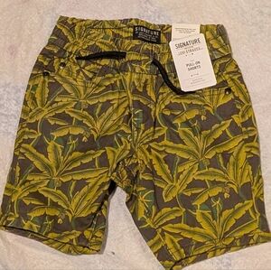 NWT Levis Boys Green and Yellow Leaf Print Shorts